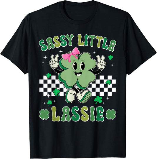 Retro St Patrick's Day Sassy Little Lassie Kid Girls Toddler T-Shirt - T-Shirt | Black