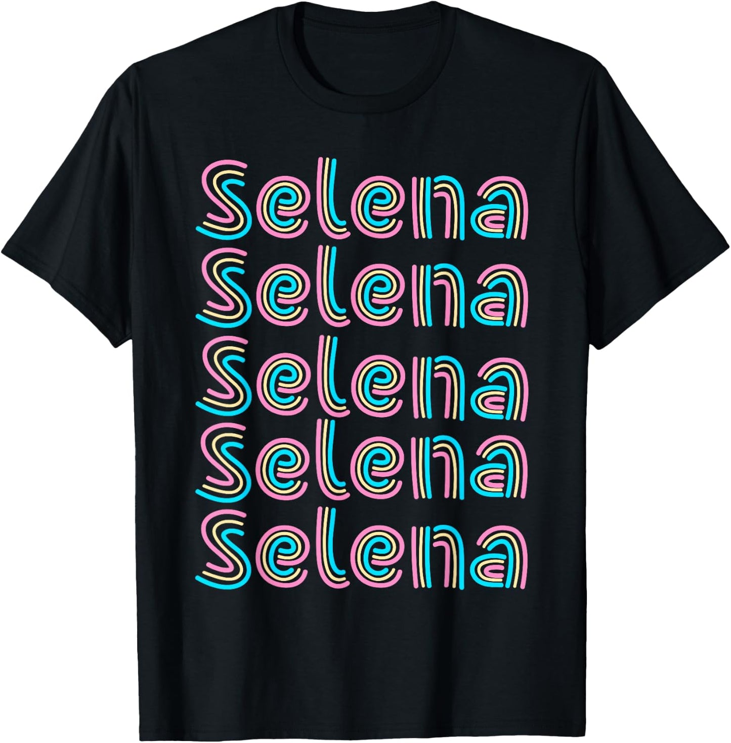 Girl Retro Selena First Name Personalized Candy Vintage kids T-Shirt - T-Shirt | Black