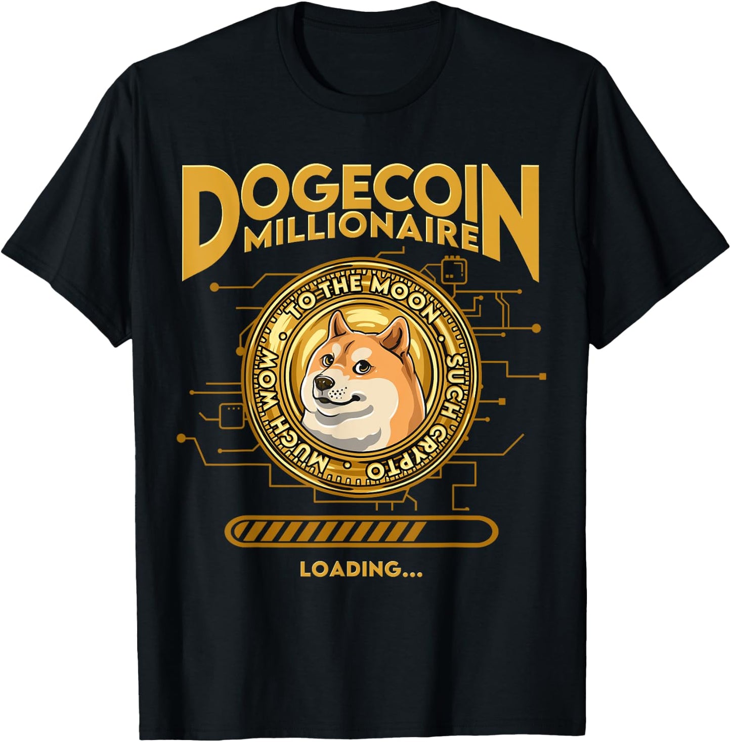 DOGE Dogecoin Crypto Coin Token Outfits Dogecoin Millionaire Funny DOGE Crypto - Black, Medium T-Shirt - T-Shirt | Black