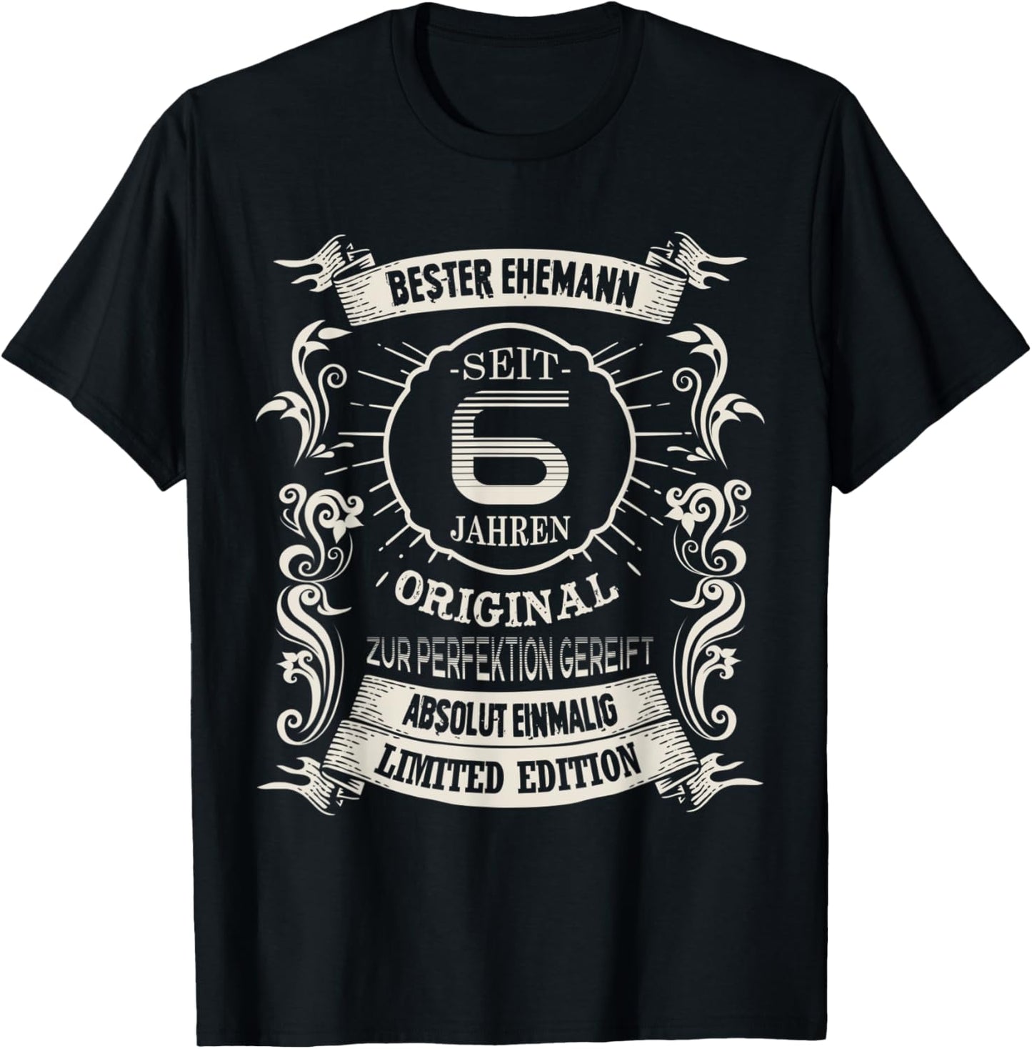Herren 6 Hochzeitstag Bester Ehemann Seit 6 Jahren Zuckerhochzeit T-Shirt - T-Shirt | Black