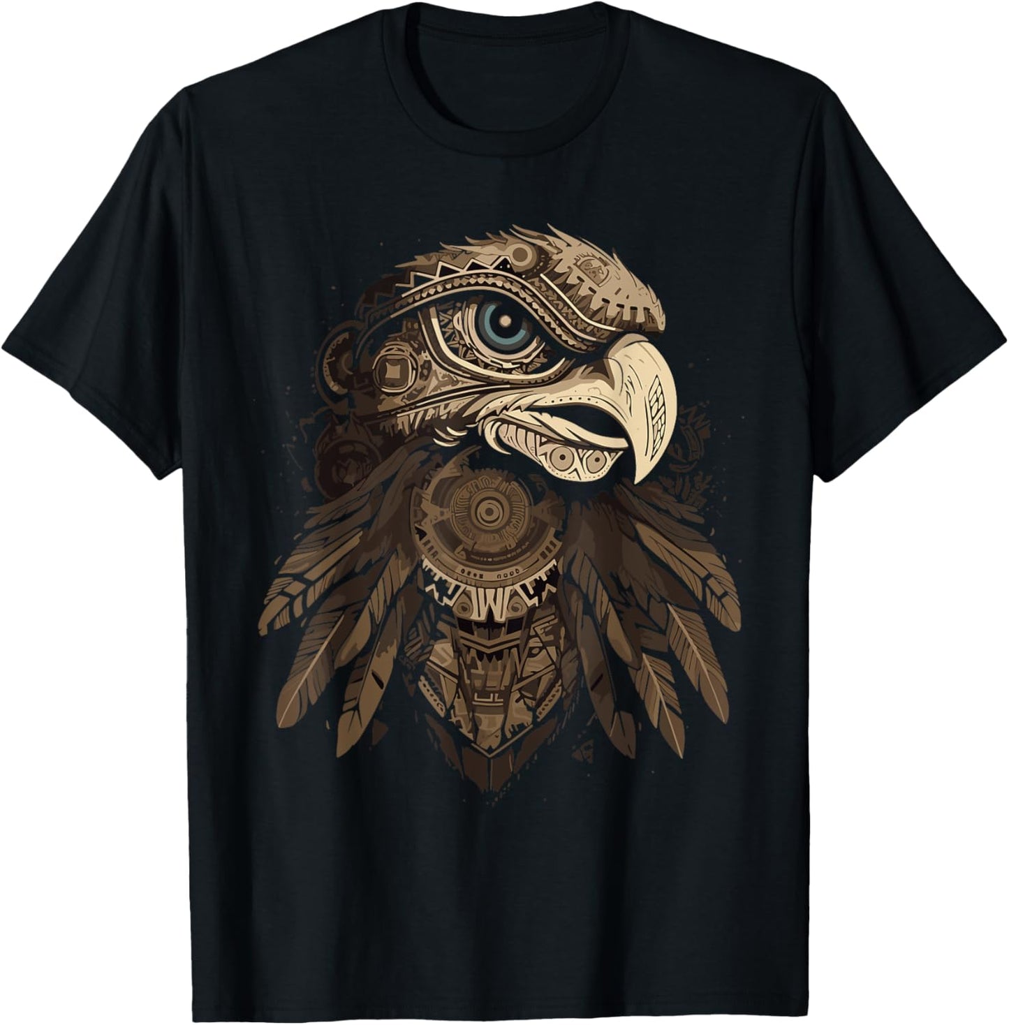 Aztec Eagle Head Calabera Azteca Aztec Inca Maya Culture Art T-Shirt - T-Shirt | Black