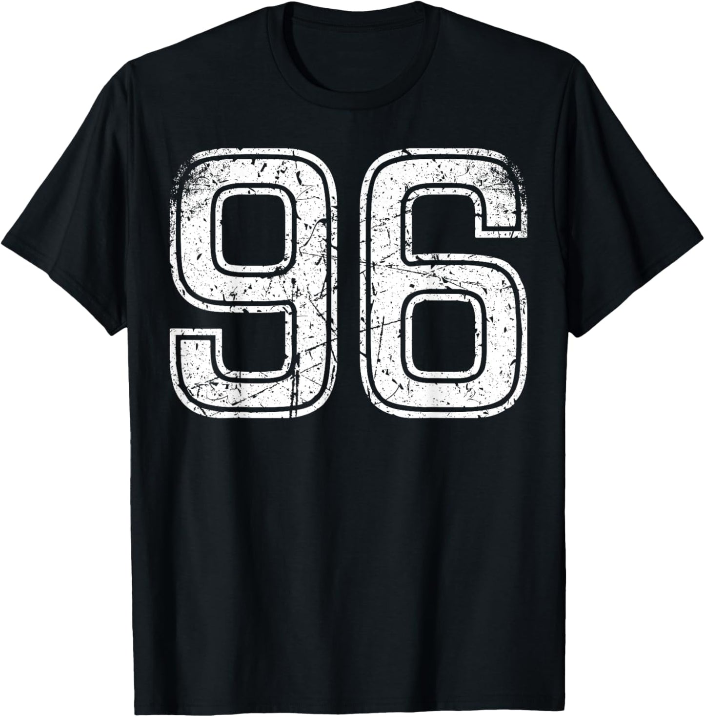 Vintage White Sport Team Number #96 T-Shirt - T-Shirt | Black