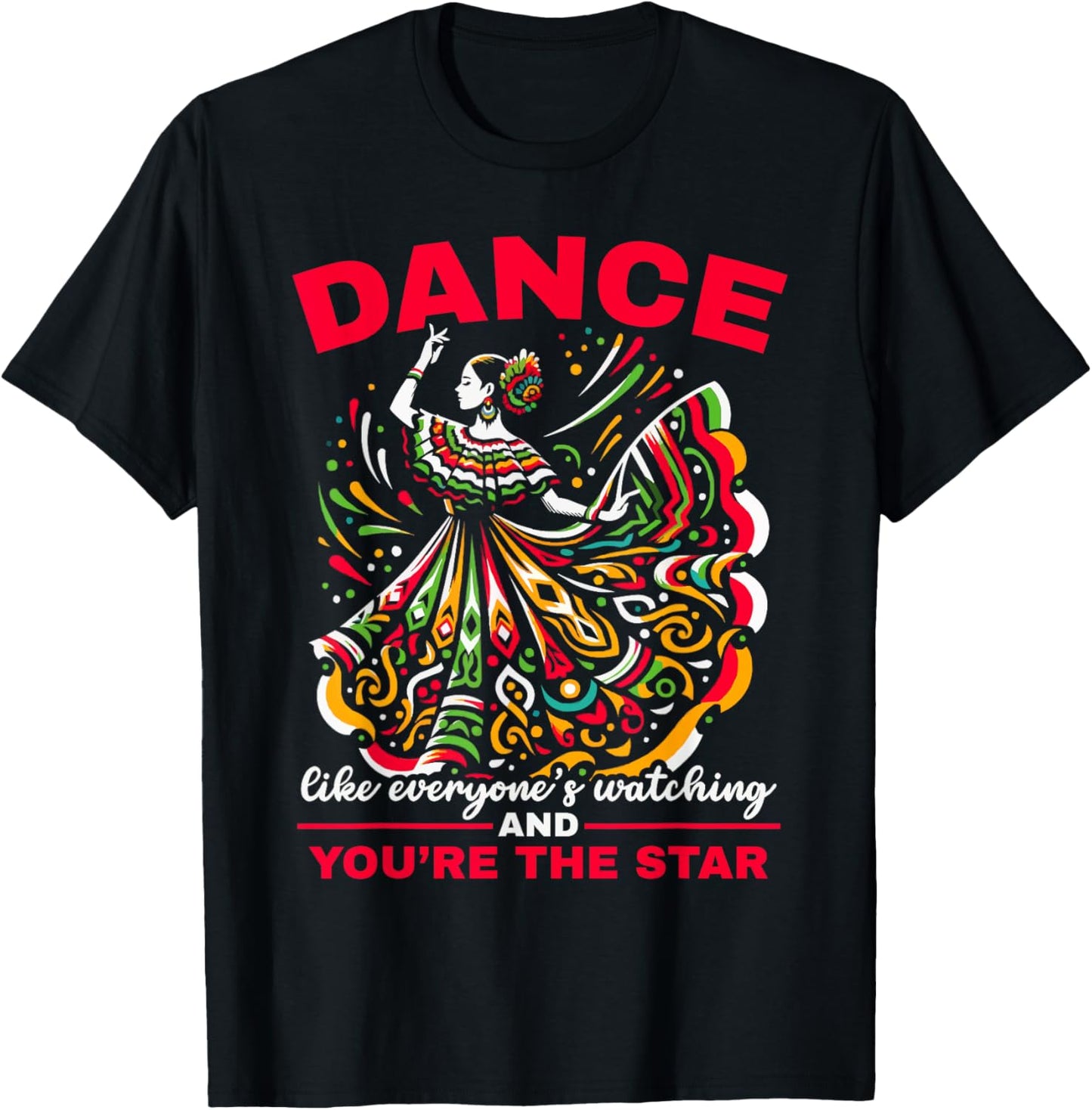 Ballet Folklorico Dancer Mexico Traditional Mexican Dance T-Shirt - T-Shirt | Black