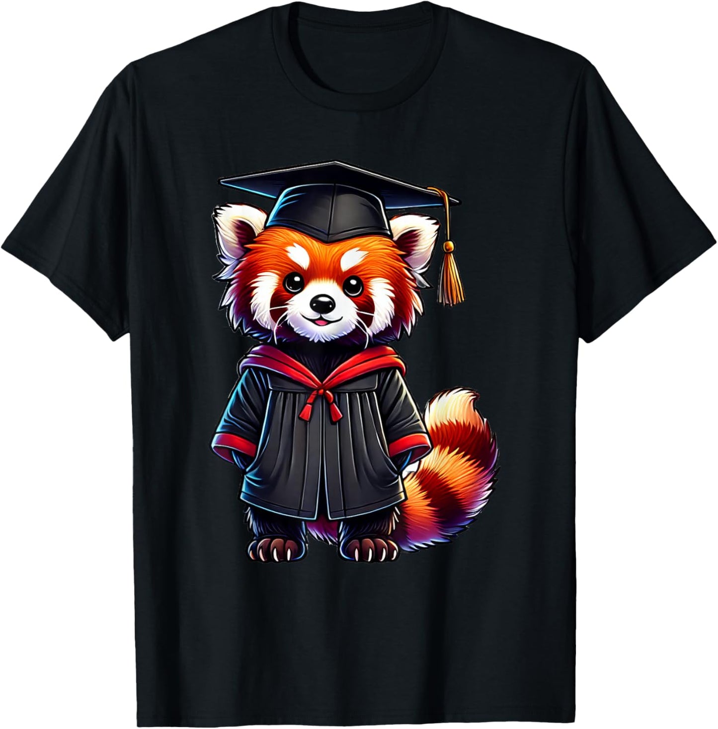 Cute Red Panda Graduation T-Shirt - T-Shirt | Black