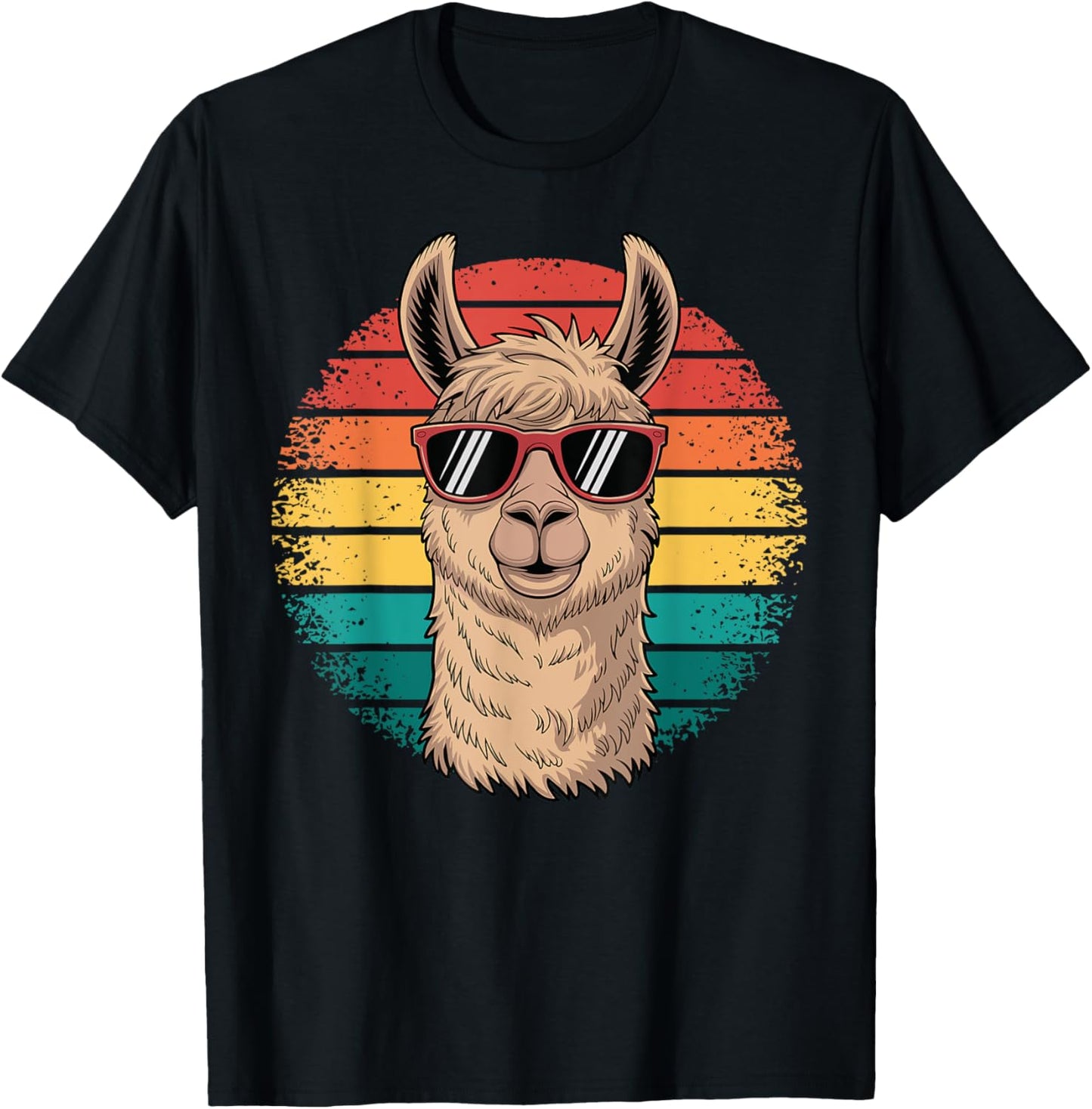 Retro Alpaca Llama Funny Comic Summer Vintage Animal T-Shirt - T-Shirt | Black