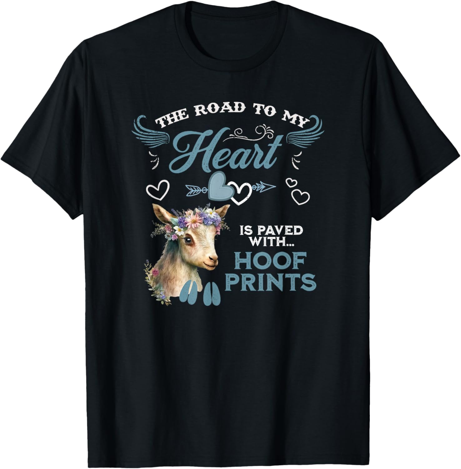 Nigerian Dwarf Goat Road to My Heart Filled With Hoof Prints T-Shirt - T-Shirt | Black