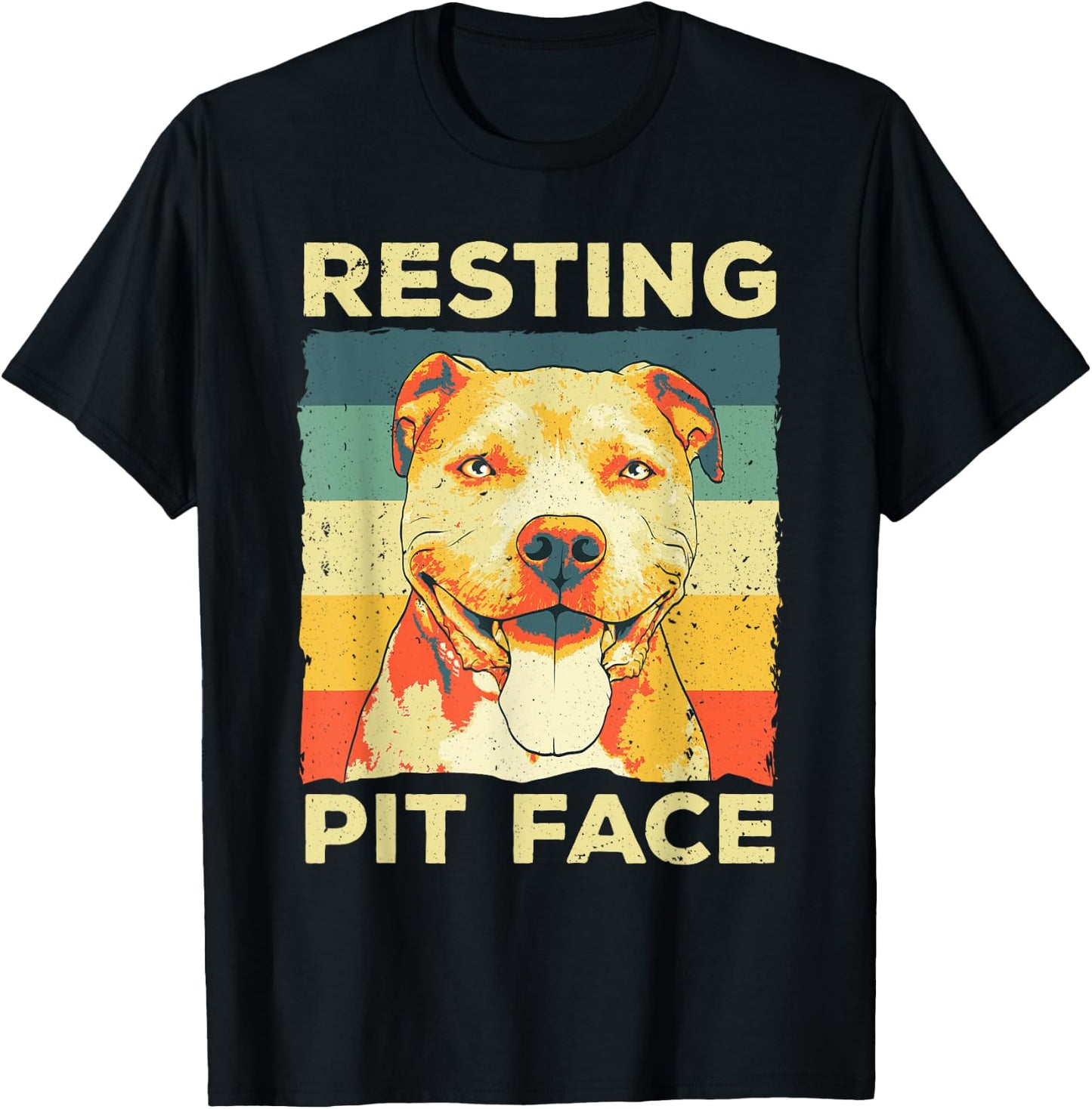 Funny Pitbull Resting Pit Face Art Men Women Pitbull Owner T-Shirt - T-Shirt | Black