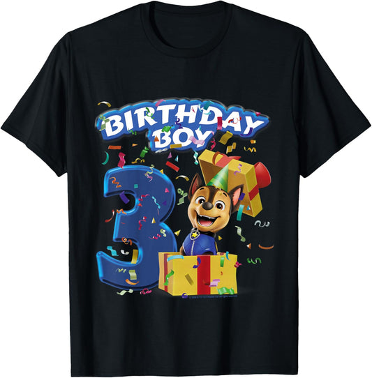 Offizielles Paw Patrol Chase Birthday Boy Age 3 T-Shirt - T-Shirt | Black
