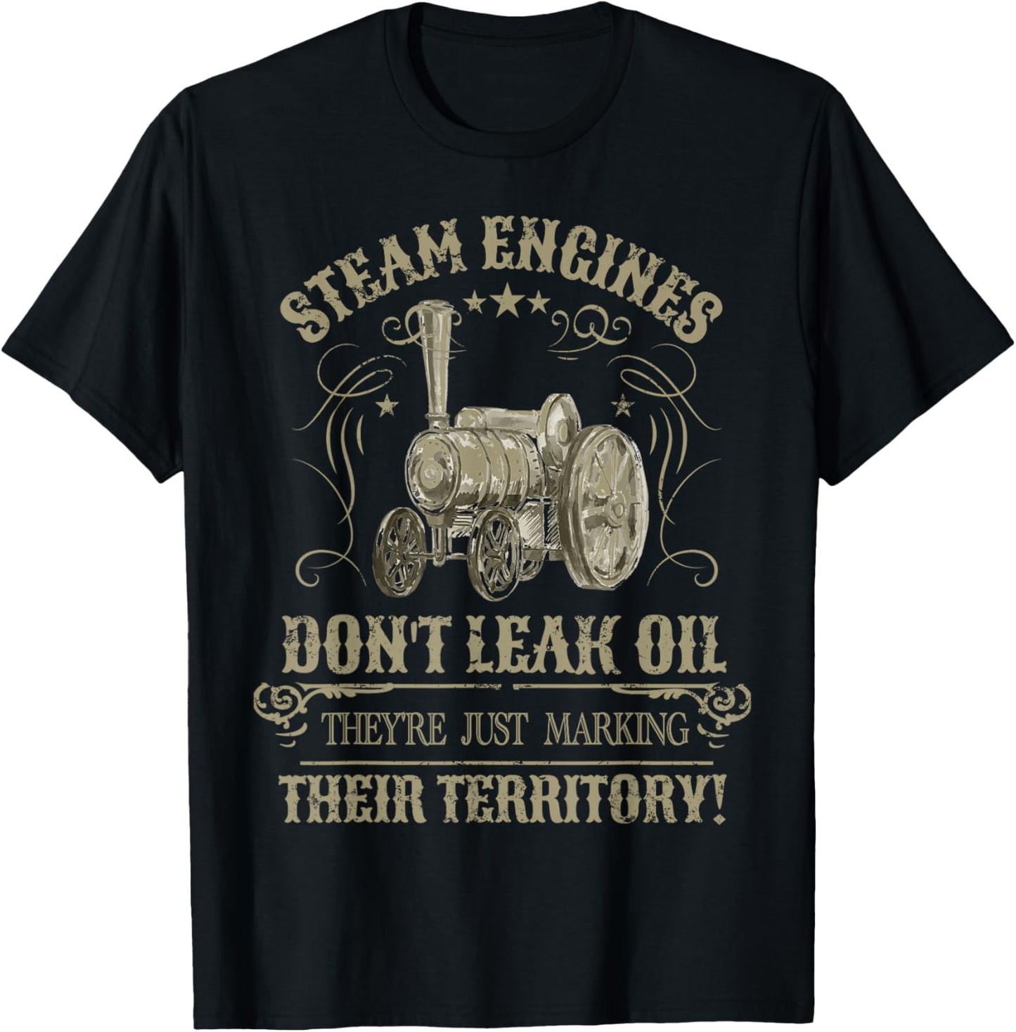 Steam Traction Engine Retirement Idea & Steam Engine T-Shirt - T-Shirt | Black