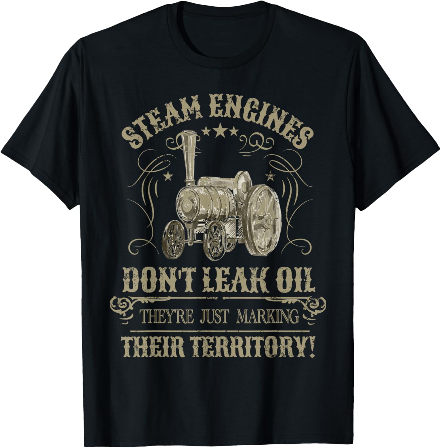 Steam Traction Engine Retirement Idea & Steam Engine T-Shirt - T-Shirt | Black