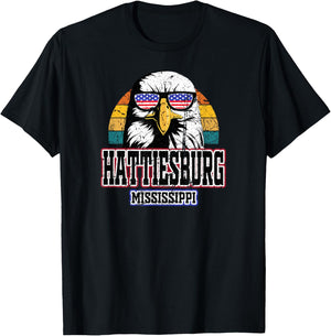 Hattiesburg Mississippi USA Flag American Men Women Grunge T-Shirt - T-Shirt | Black