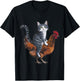 Funny Cat on a Chicken Lover T-Shirt - T-Shirt | Black