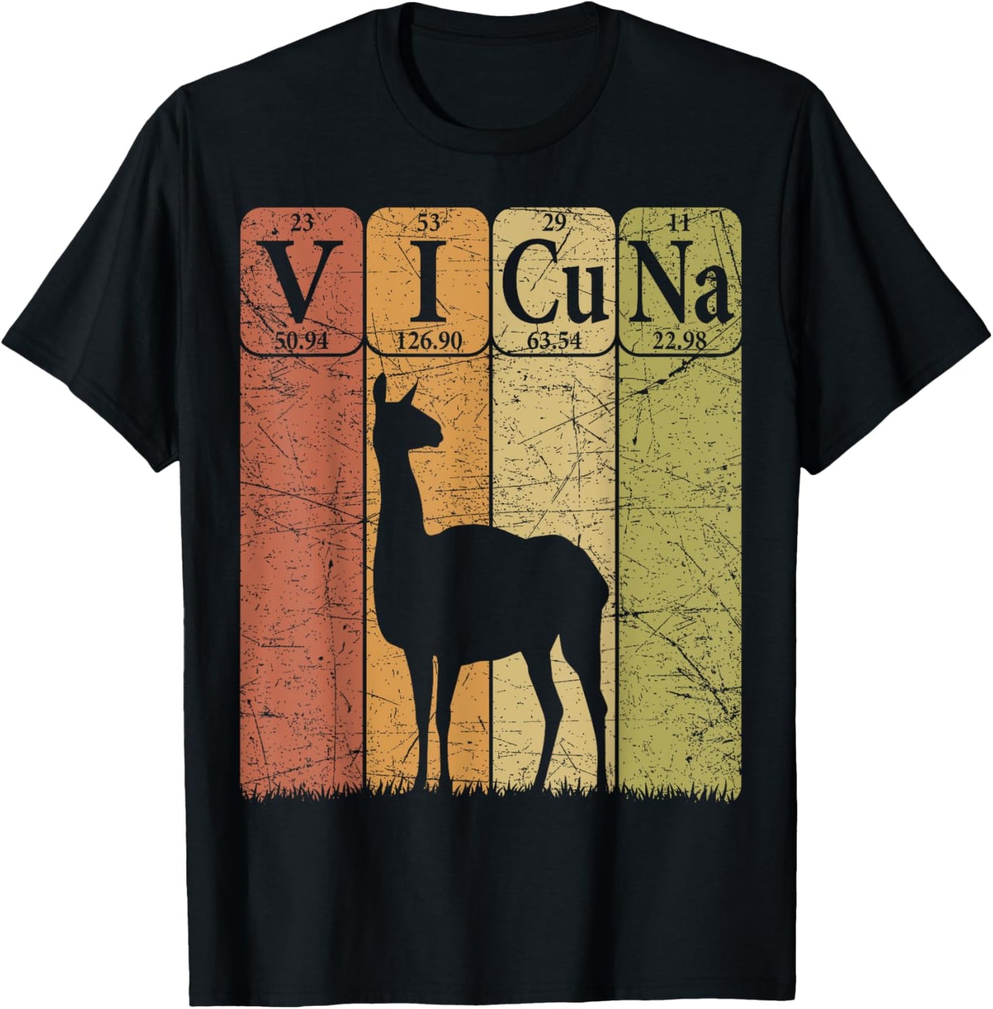 Vicuna Periodic Table Elements Vicuna Lover Camelids Retro T-Shirt - T-Shirt | Black