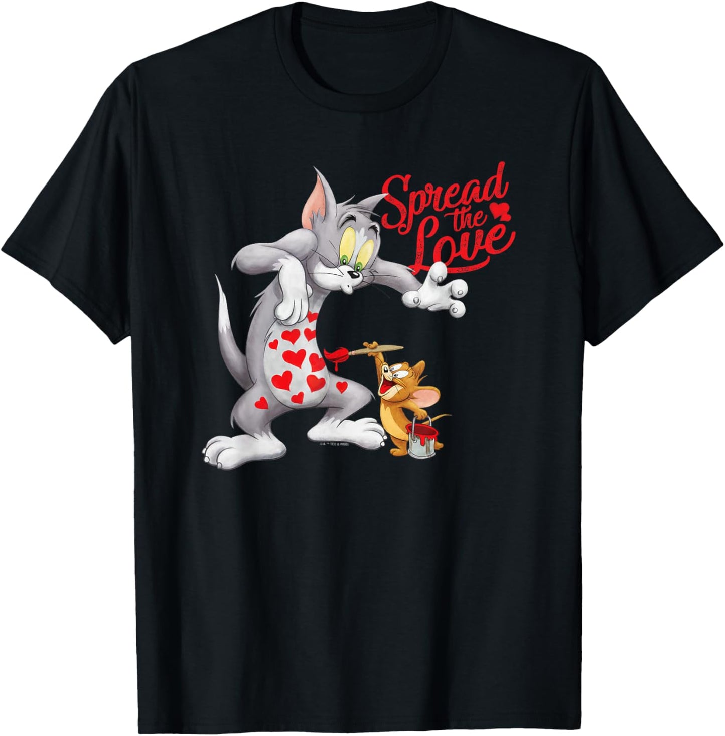 Tom and Jerry Valentine's Day Spread The Love T-Shirt - T-Shirt | Black