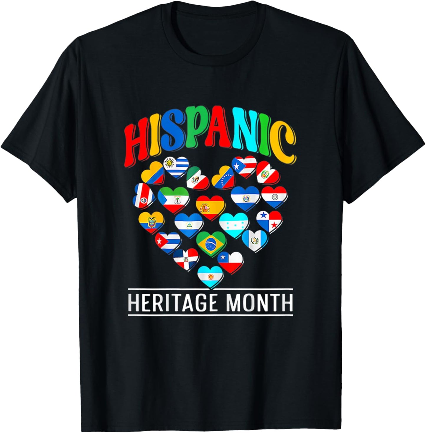 Happy National Hispanic Heritage Month All Countries Love T-Shirt - T-Shirt | Black