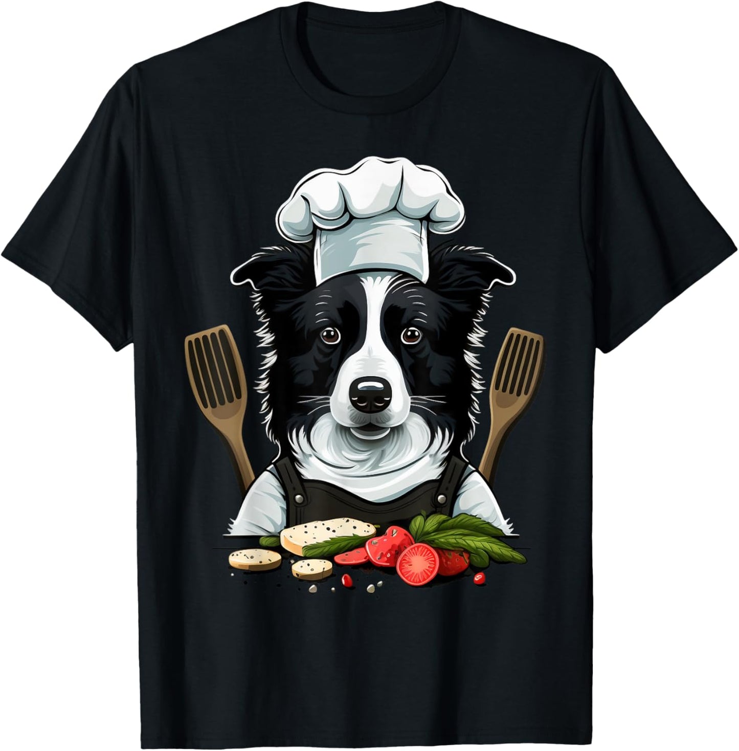 Cooking Border Collie Restaurant cook on Border Collie chef T-Shirt - T-Shirt | Black