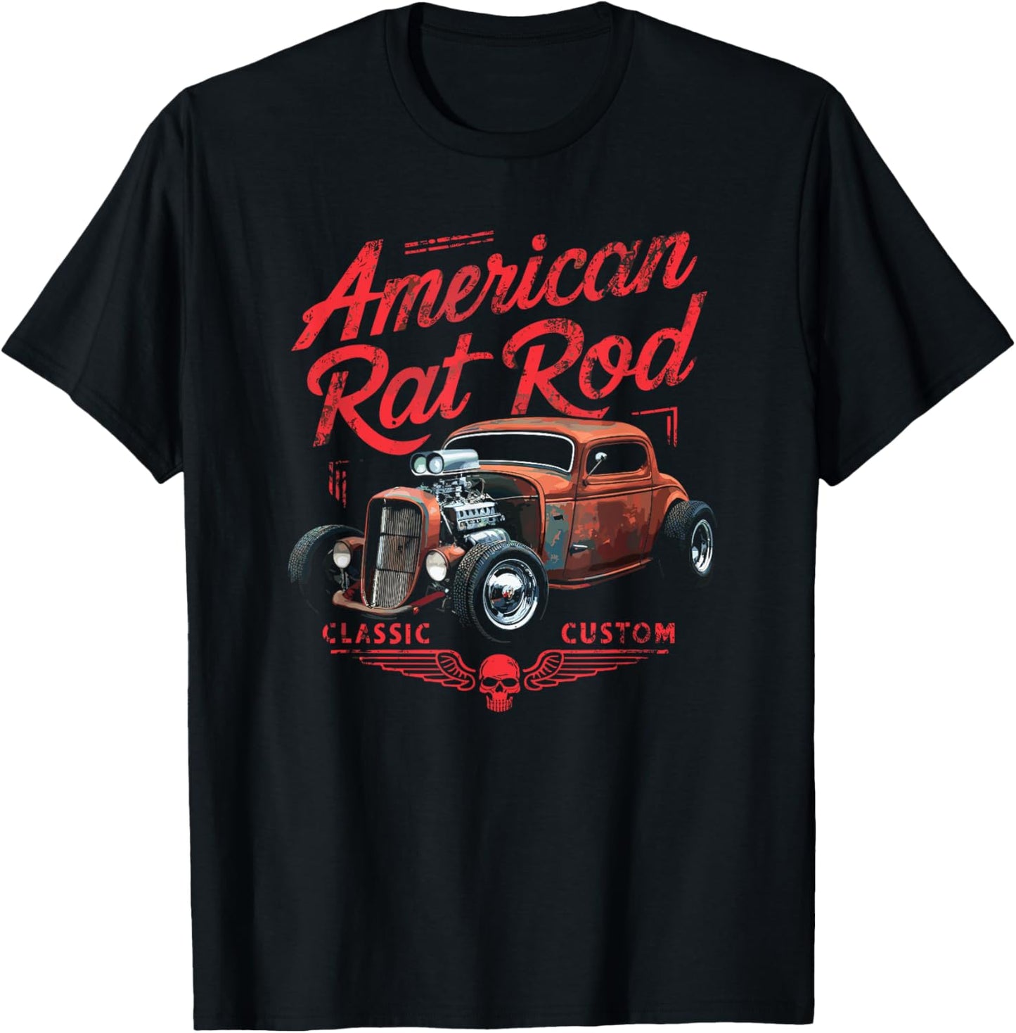 American Rat Rod Classic Custom, Vintage Rat Rod Car T-Shirt - T-Shirt | Black