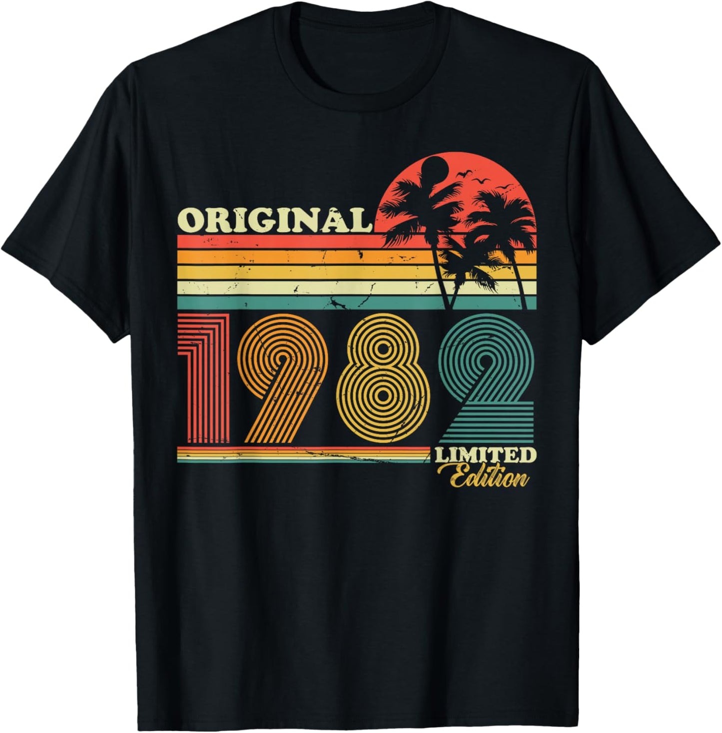 1982 Jahrgang Geburtstag Retro Vintage Herren Damen 40 Jahre T-Shirt - T-Shirt | Black