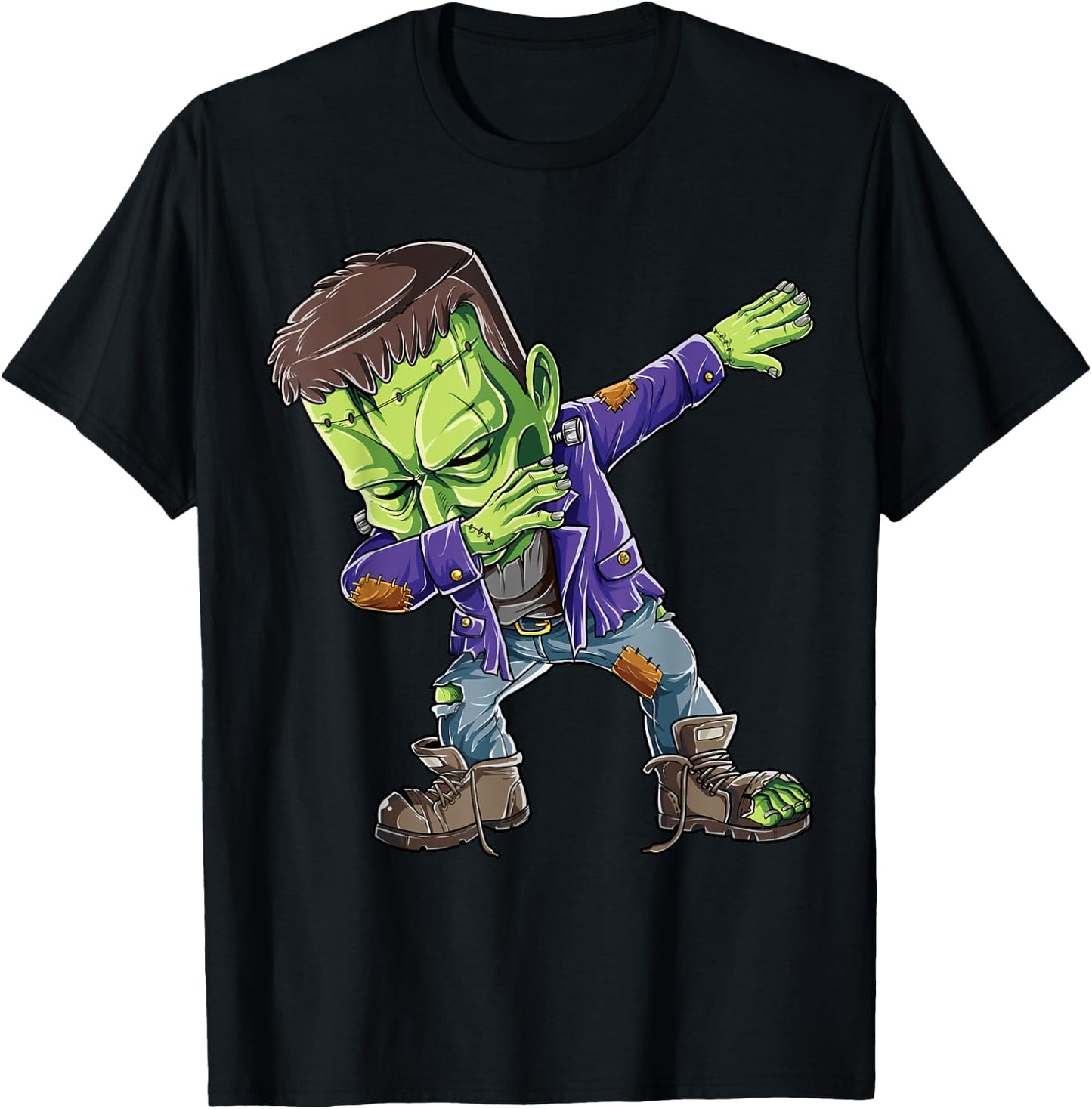 Halloween Boys Men Dabbing Frankenstein Monster Zombie Dab T-Shirt - T-Shirt | Black