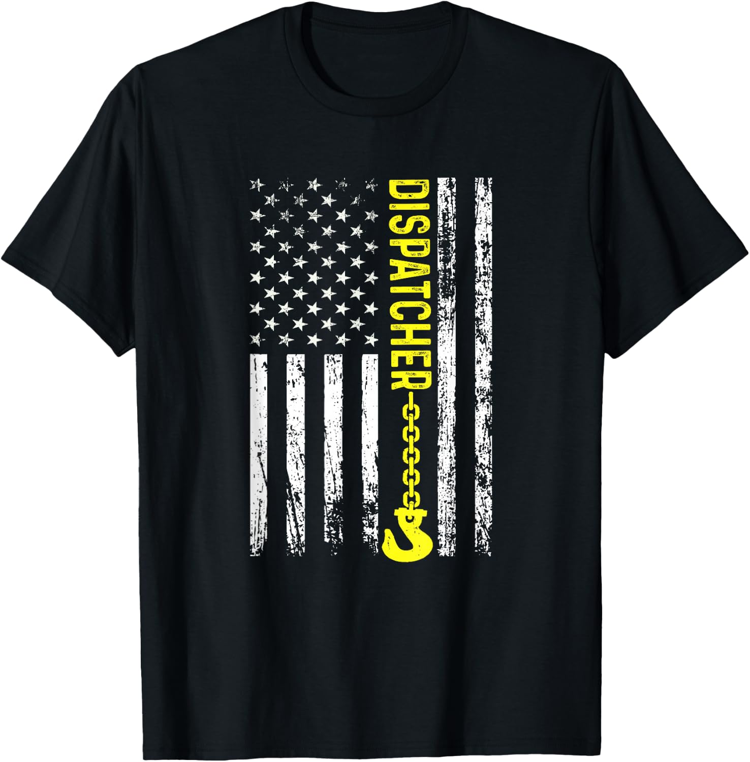 Tow Truck Dispatcher USA Flag Thin Yellow Line T-Shirt - T-Shirt | Black