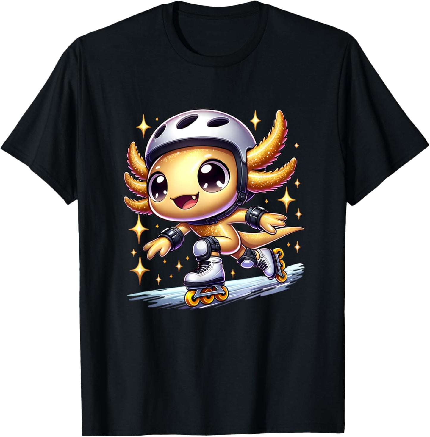 Funny Axolotl Rollerblade roller skater roller skate funny T-Shirt - T-Shirt | Black