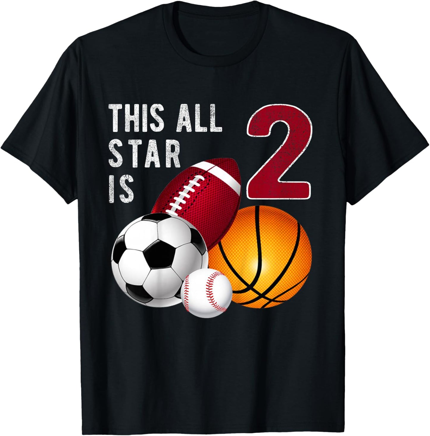 This All Star is 2 Years Old Gift Kids Birthday T-Shirt - T-Shirt | Black