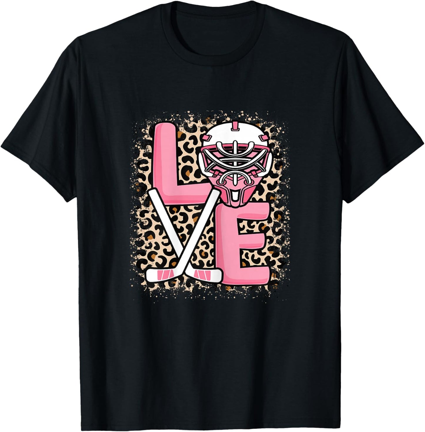 Cute Ice Hockey Love Hockey Player Women Girls Kids T-Shirt - T-Shirt | Black