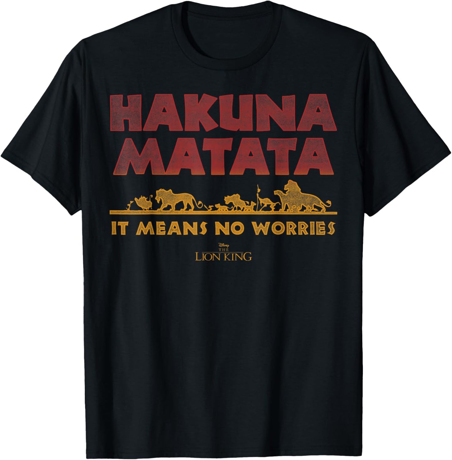 Disney Lion It Means No Worries Group Shot Gradient Logo T-Shirt - T-Shirt | Black