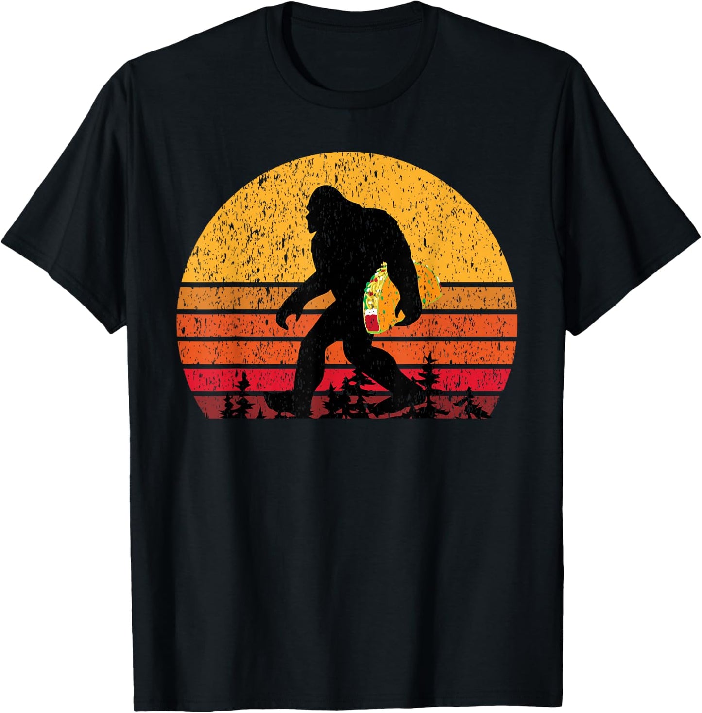 Bigfoot T Shirt & Men Carrying Taco T-Shirt - T-Shirt | Black