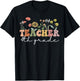 Fourth Grade Teacher Retro Boho Wildflower Teacher's Day T-Shirt - T-Shirt | Black