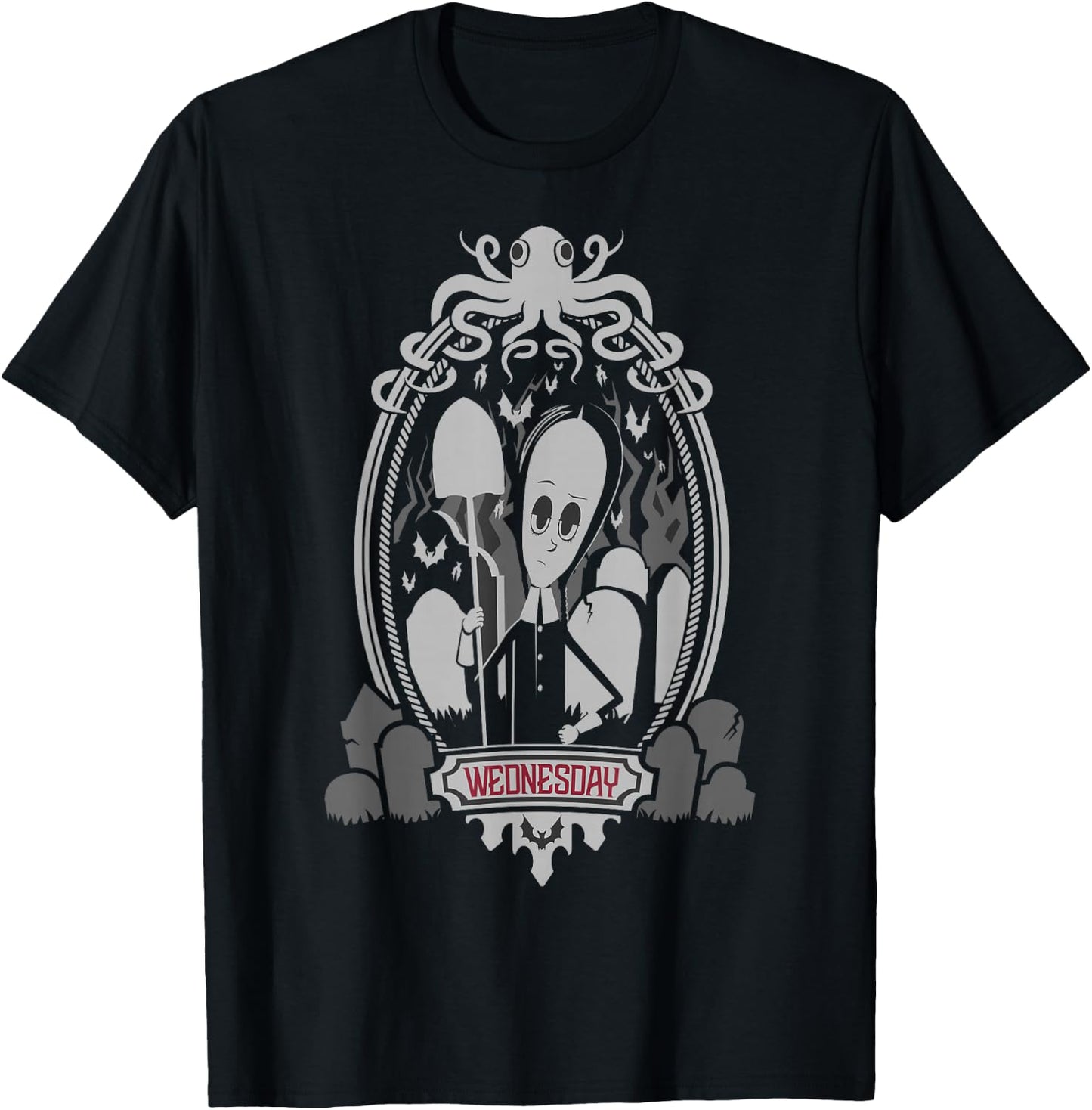 Addams Family Wednesday Addams Framed Portrait Small T-Shirt - T-Shirt | Black