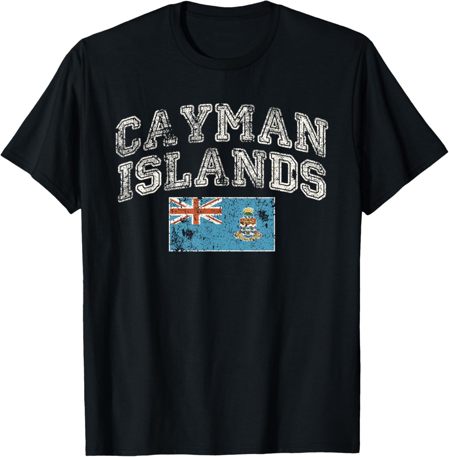 Vintage Retro Faded Cayman Islands Flag T-Shirt - T-Shirt | Black