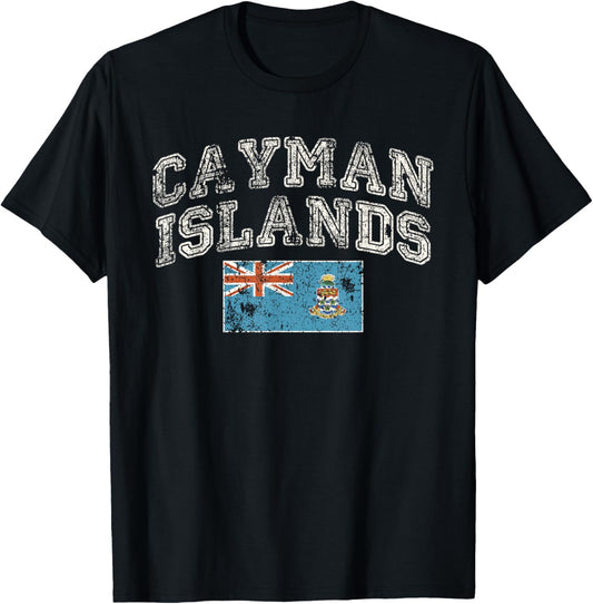 Vintage Retro Faded Cayman Islands Flag T-Shirt - T-Shirt | Black