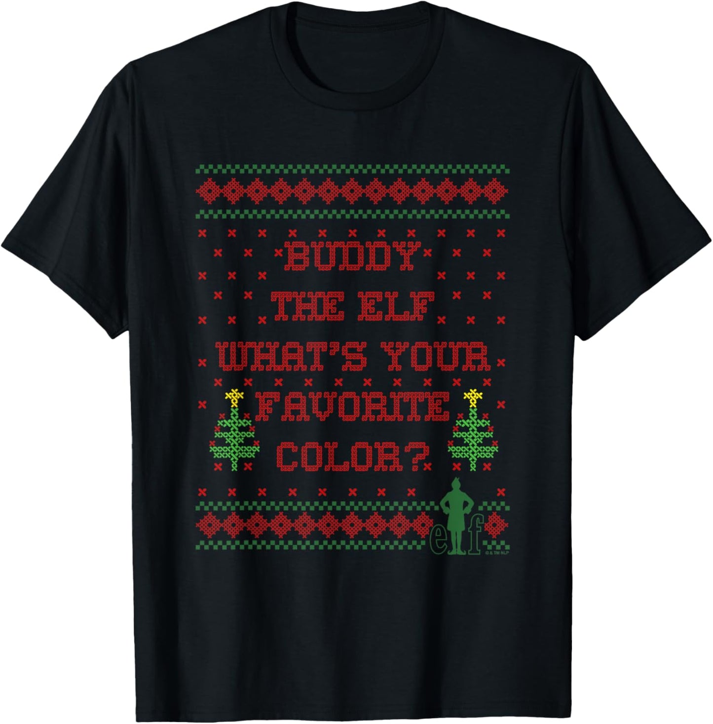 Elf What's Your Favorite Color Faux Sweater T-Shirt - T-Shirt | Black