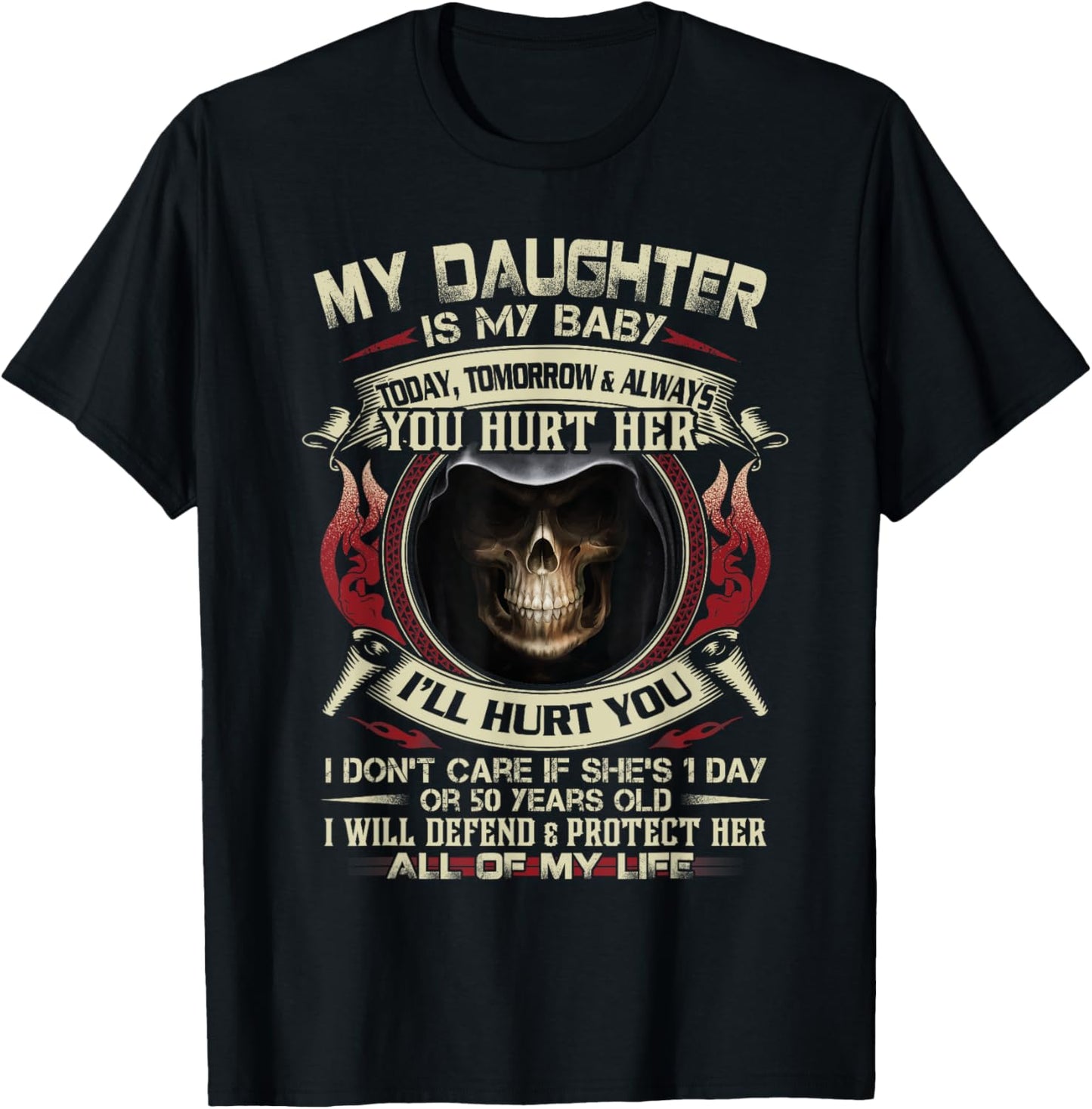 Badass Dad Shirt My Daughter Dating Hurt Her Protect Defend T-Shirt - T-Shirt | Black