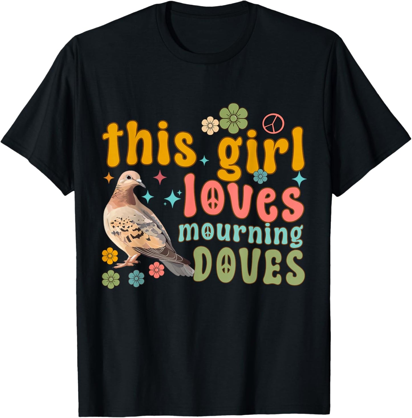 Mourning Dove Bird Lover Women Daughter Girl Turtle Dove T-Shirt - T-Shirt | Black