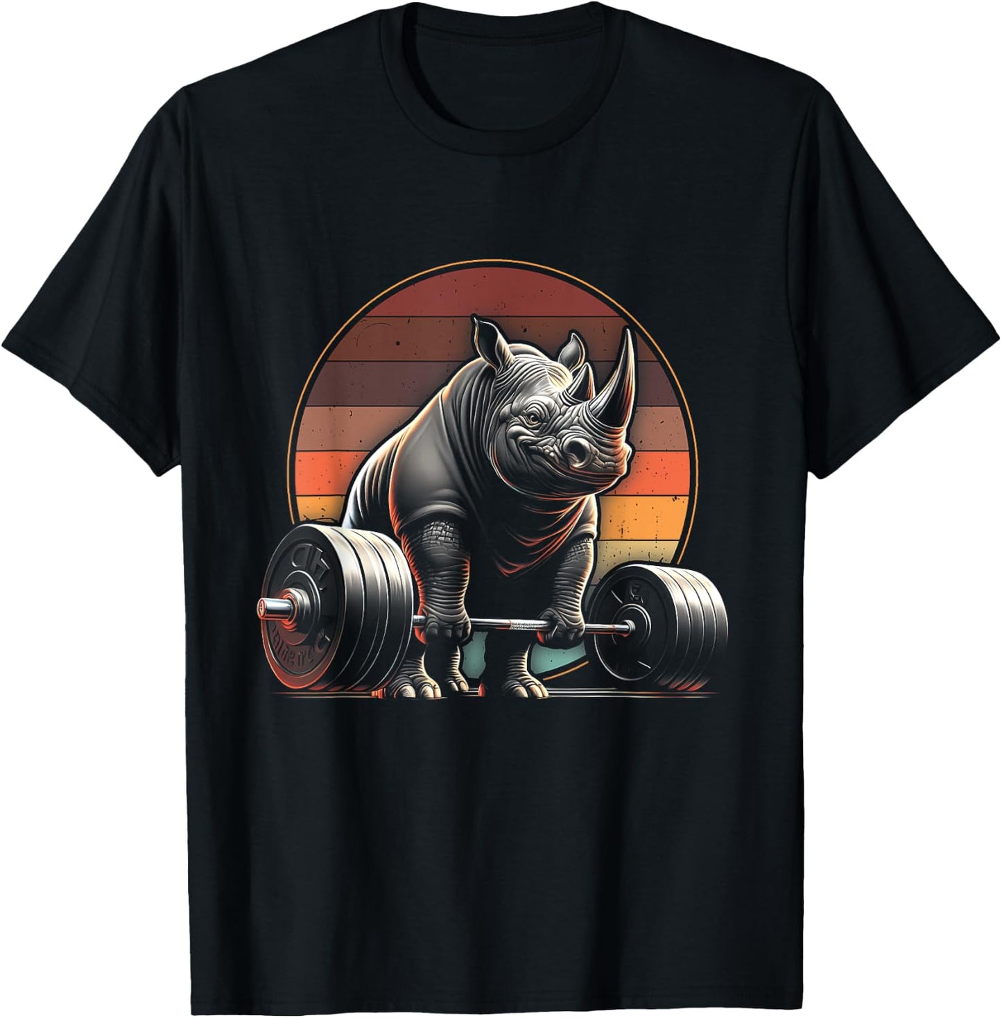 Rhinoceros Powerlifting Weightlifting Gym Rhino Lovers -Adults, -Kids Black Animal Print Rhinoceros T-Shirt - T-Shirt | Black
