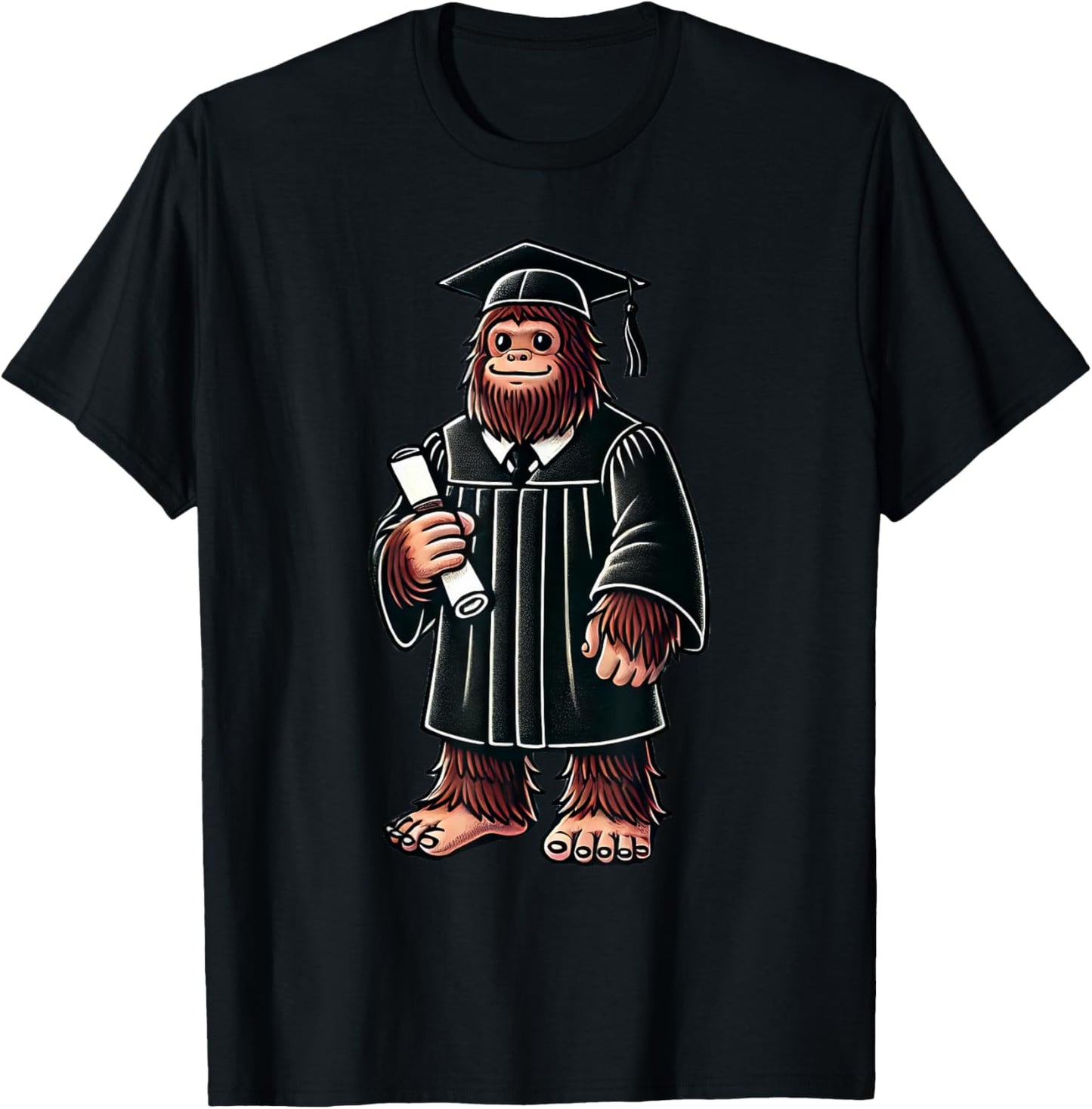 Cute Bigfoot Sasquatch Graduation T-Shirt - T-Shirt | Black