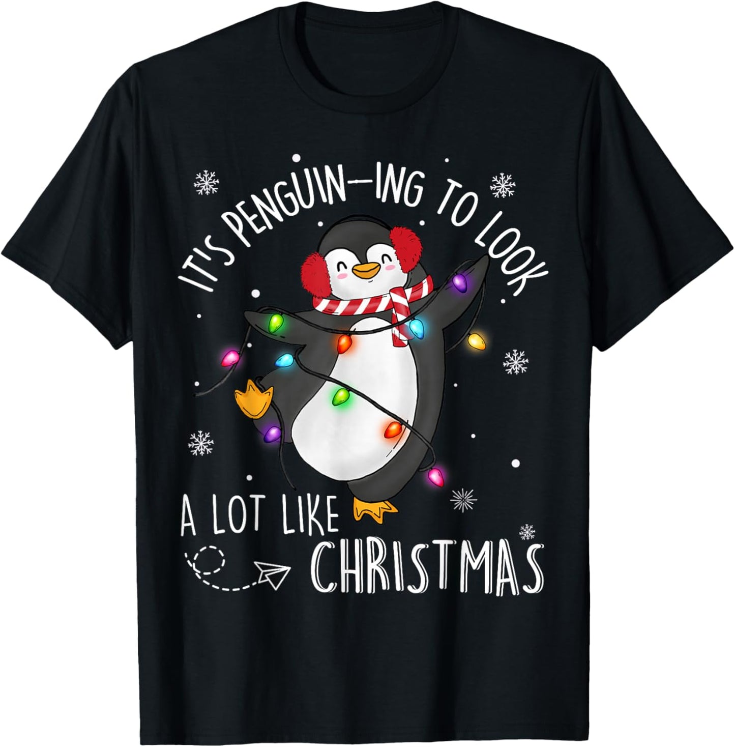 Its Penguining To Look A Lot Like Christmas Penguin Kids Pjs T-Shirt - T-Shirt | Black