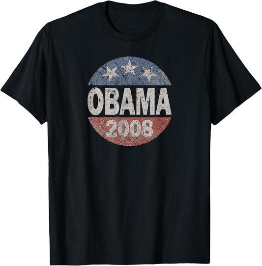 Vintage President Barack Obama 2008 Campaign T-Shirt - T-Shirt | Black