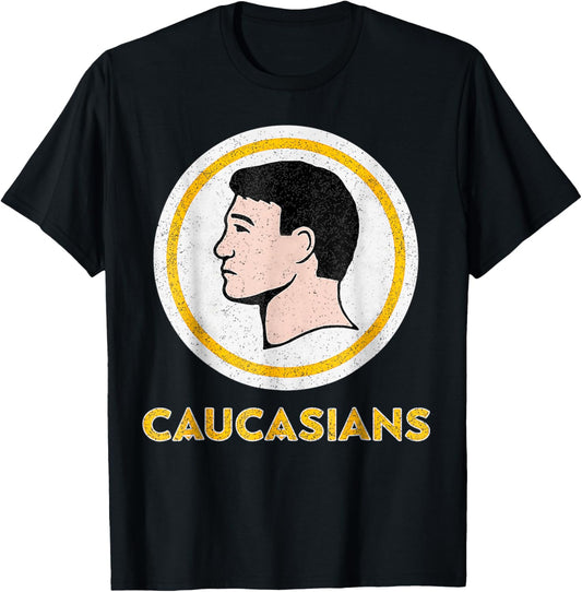 Caucasians Funny Vintage Caucasians Pride T-Shirt - T-Shirt | Black