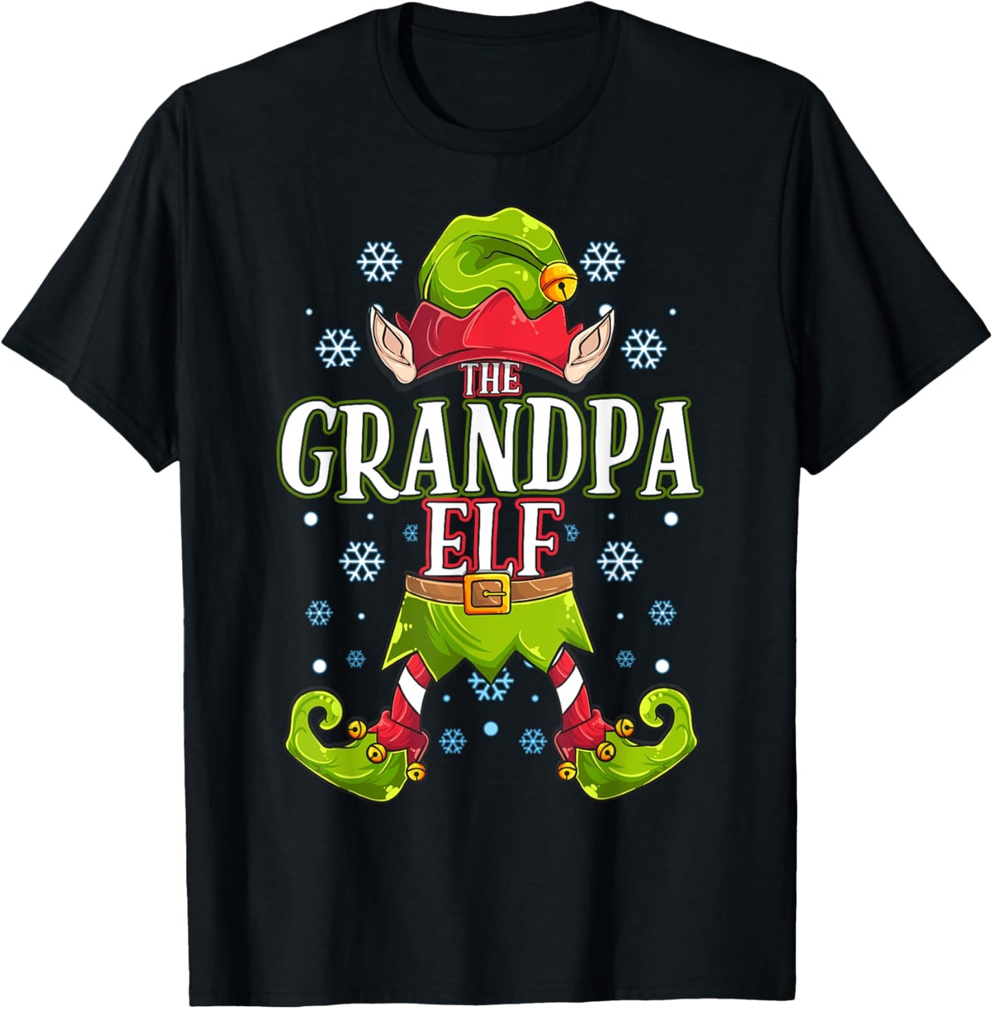 Grandpa Elf Matching Family Group Christmas Party T-Shirt - T-Shirt | Black