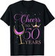 Cheers to 50 Years Old 50th Birthday Party Purple T-Shirt - T-Shirt | Black
