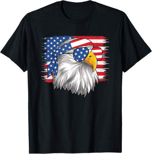Funny 4th Of July American Flag Patriotic Eagle USA Men Boys T-Shirt - T-Shirt | Black