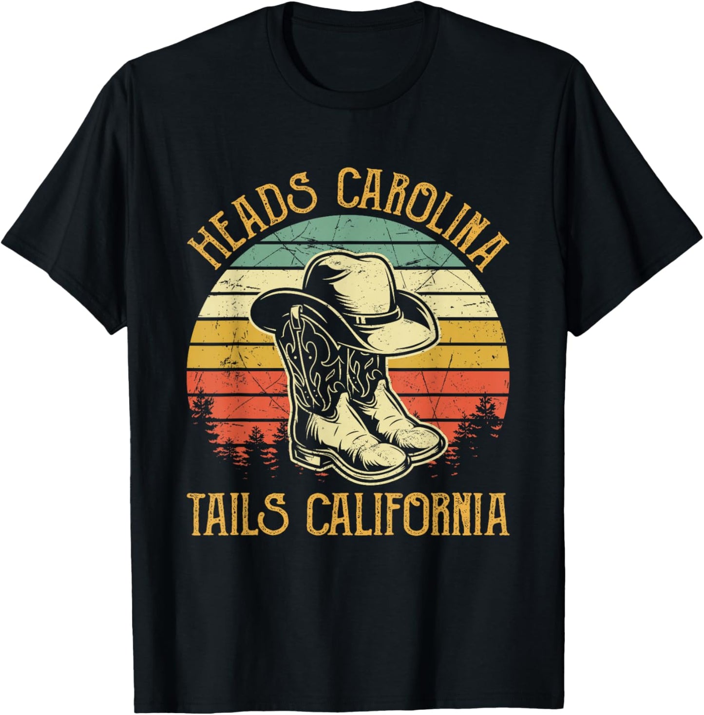 Heads Carolina Tail California Western Cowgirl Country Music T-Shirt - T-Shirt | Black