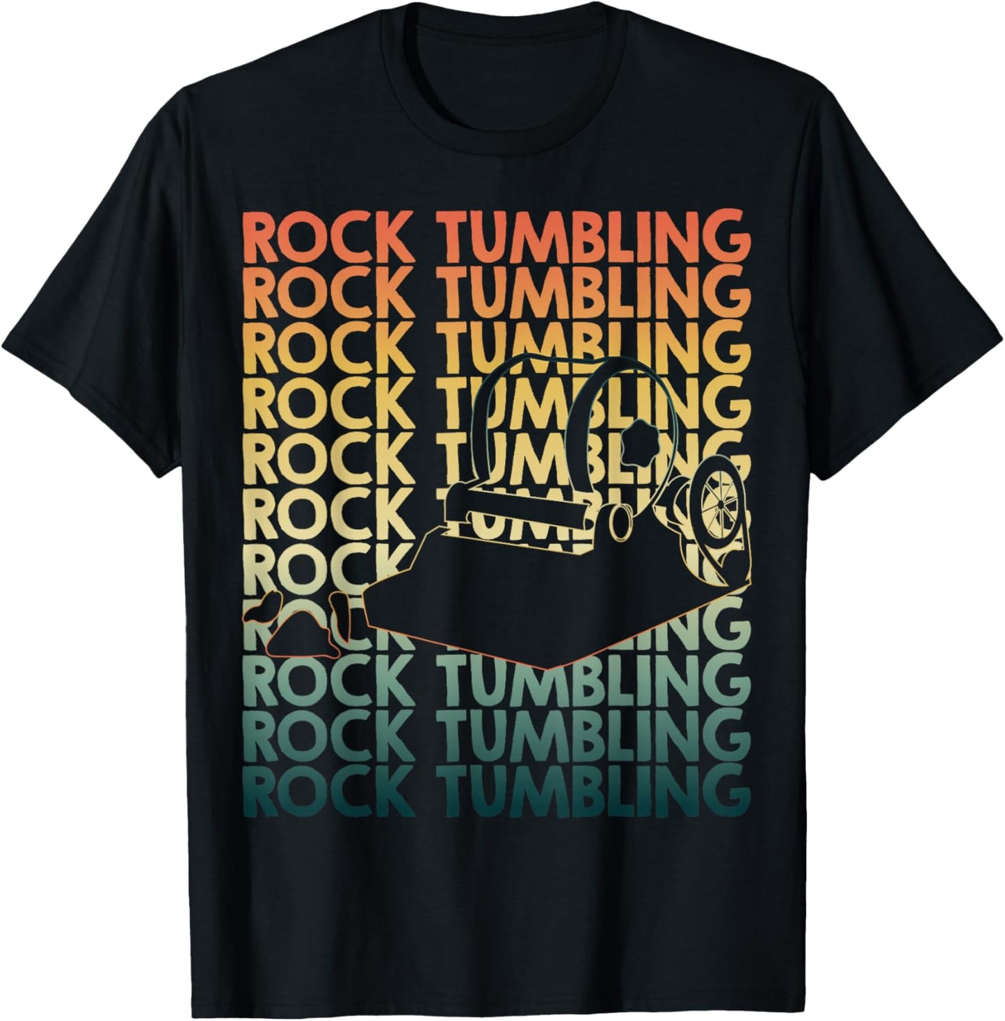Retro Rock tumbling Repetitive Rock tumbler T-Shirt - T-Shirt | Black