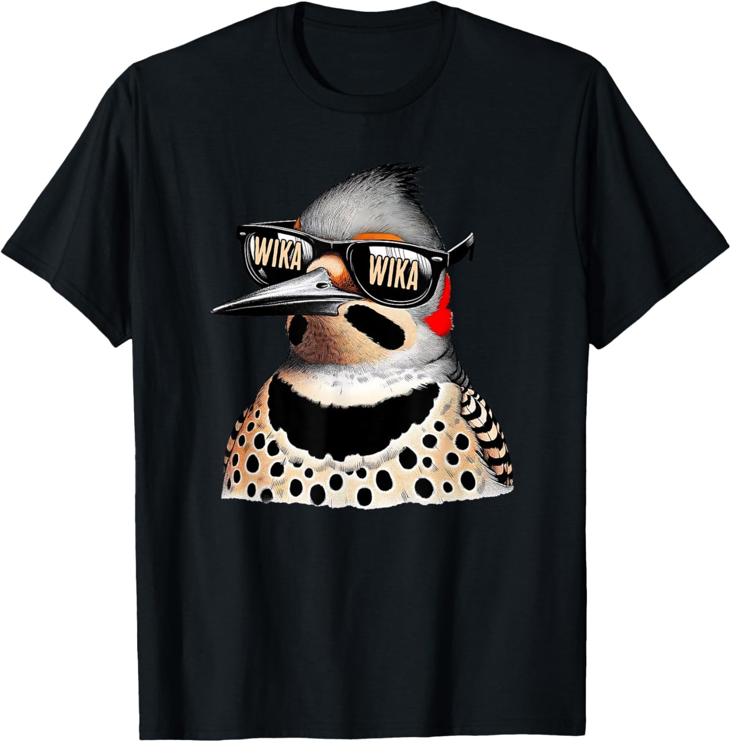 Antler & Oak Funny Northern Flicker WIka Wika for bird nerds , Small, Blue T-Shirt - T-Shirt | Black
