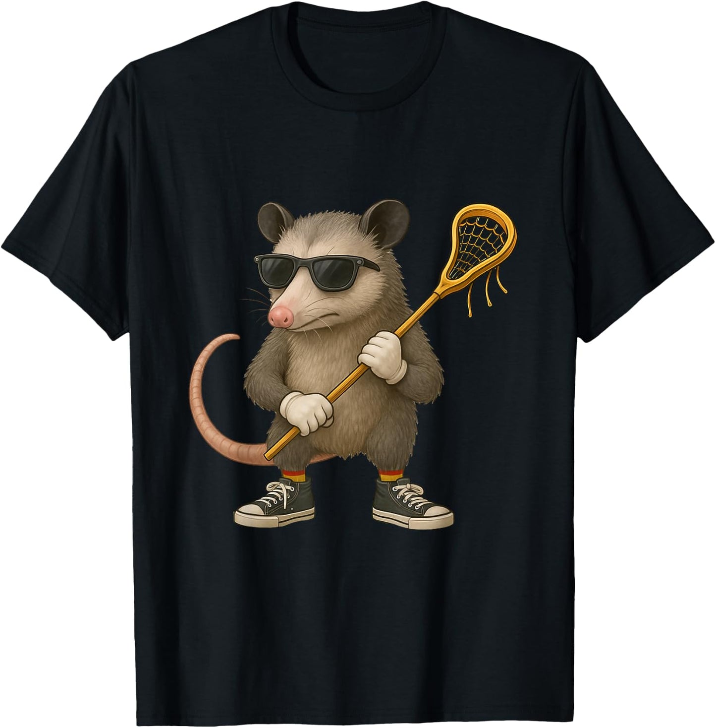 Funny Lacrosse LAX Possum Kids Men Women Lacrosse Player T-Shirt - T-Shirt | Black