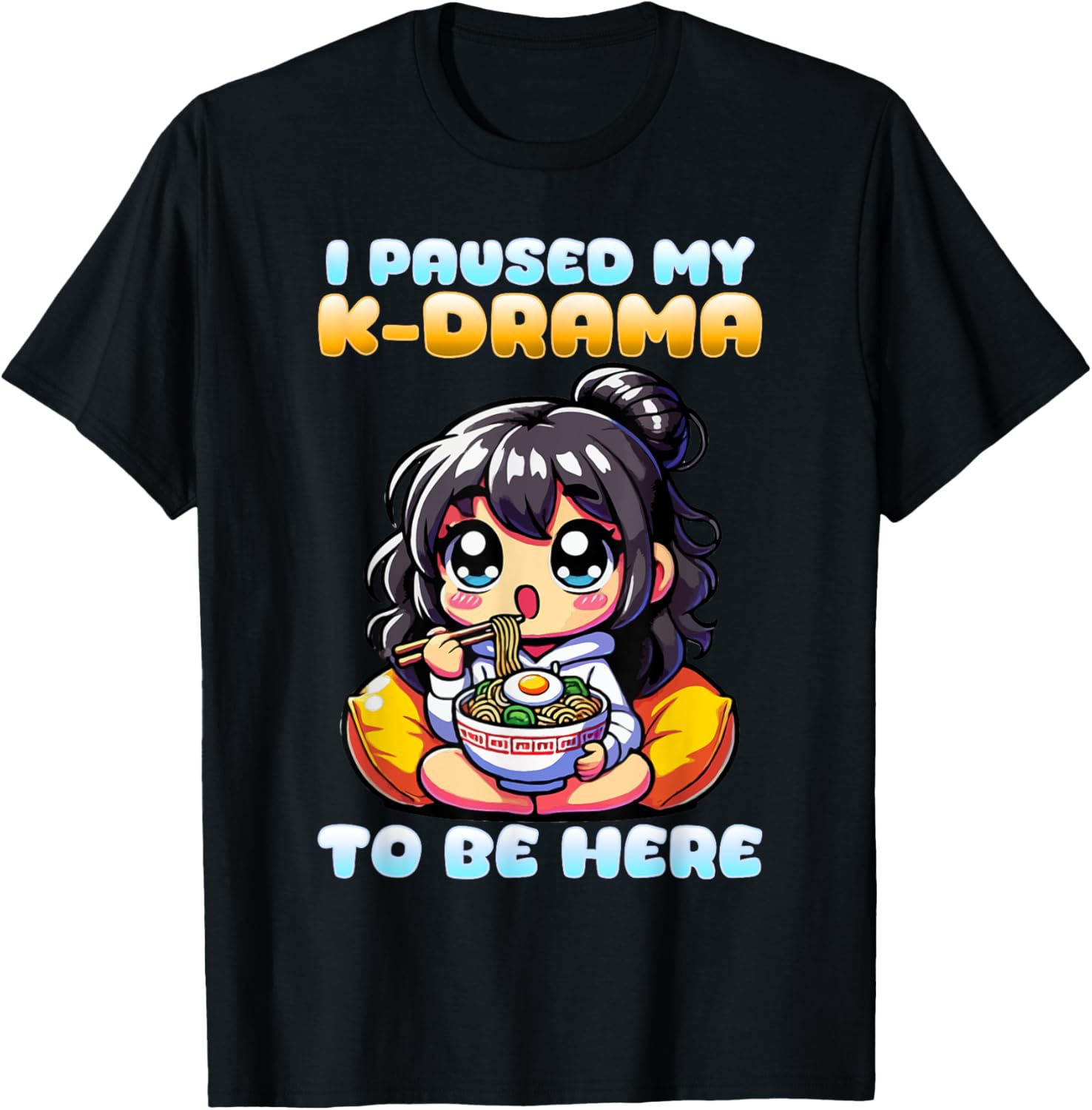I Paused My K-Drama To Be Here I Finger Heart I Korean Music T-Shirt - T-Shirt | Black