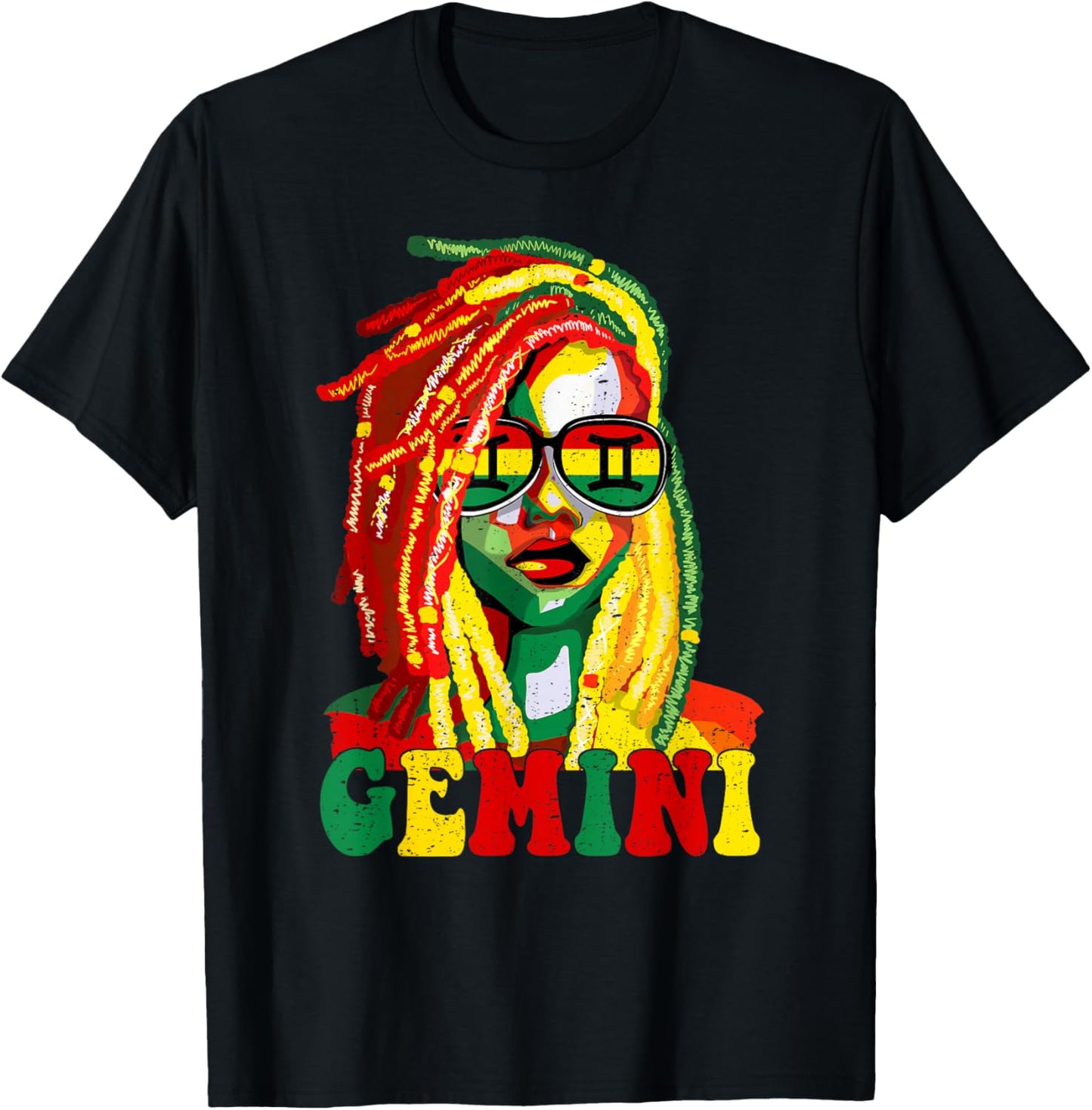 Gemini Queen Black Women Loc'd Girl Zodiac Sign Birthday T-Shirt - T-Shirt | Black